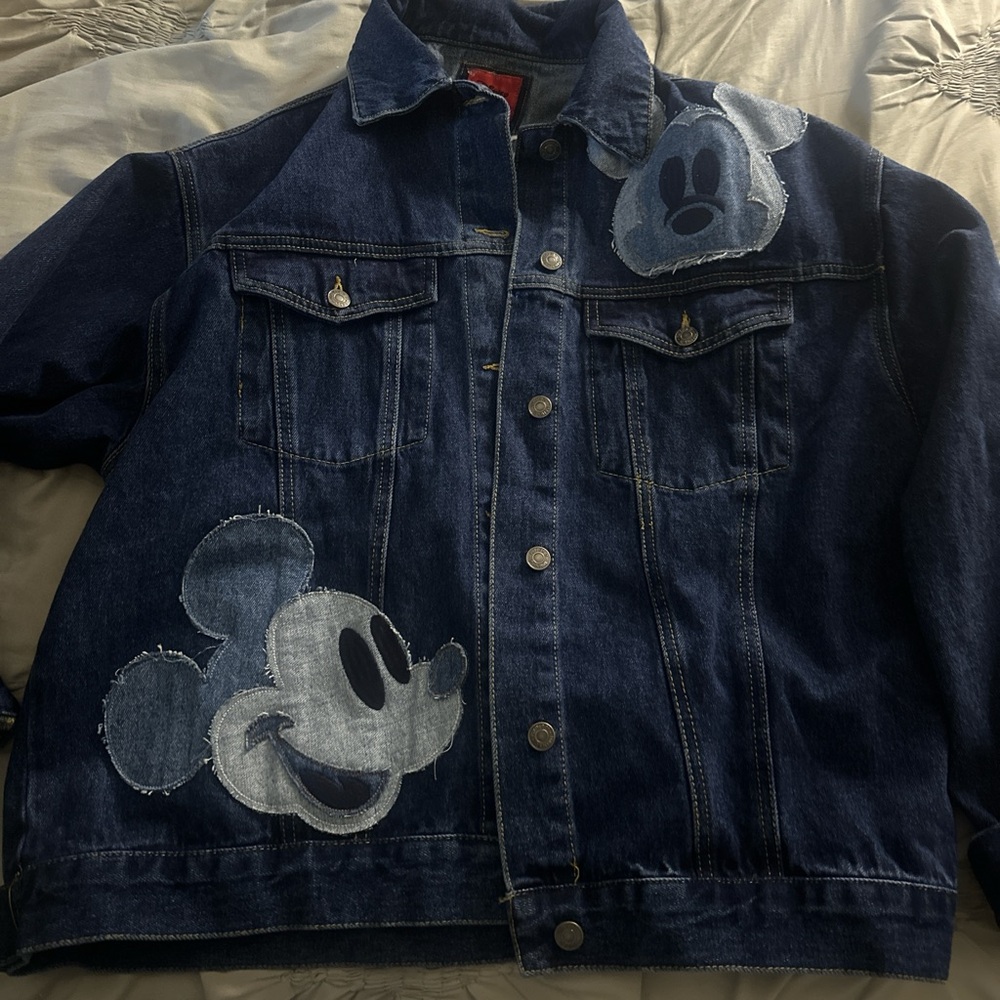 Disney Blue Jean Jacket with Mickey Mouse Graphic